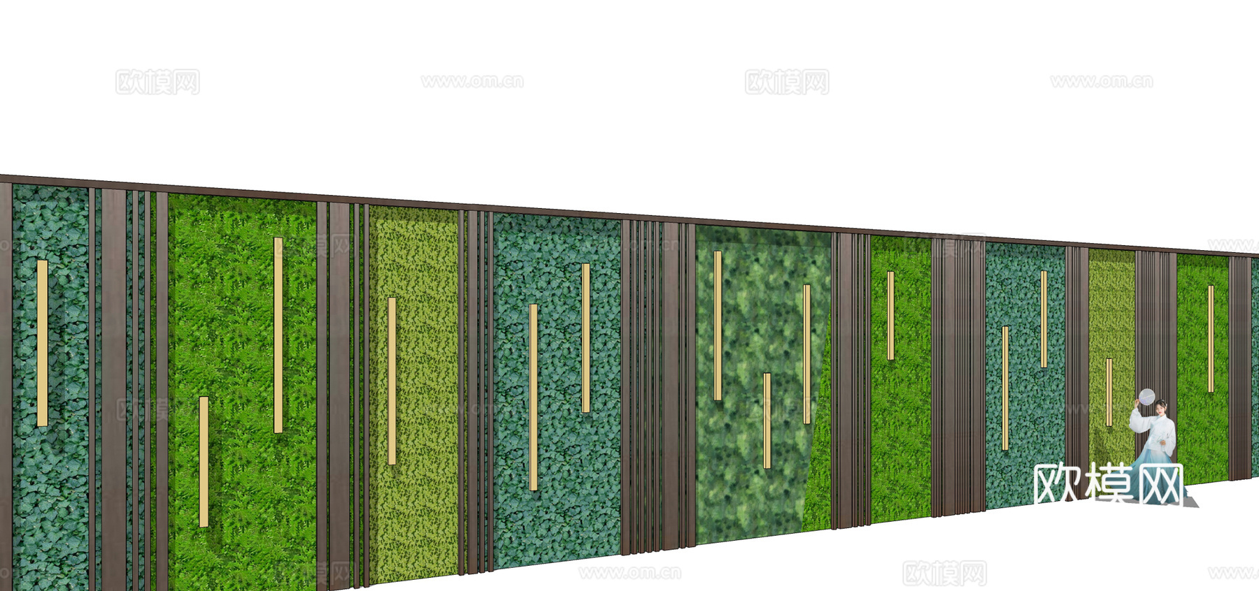 现代绿植景观墙su模型下载