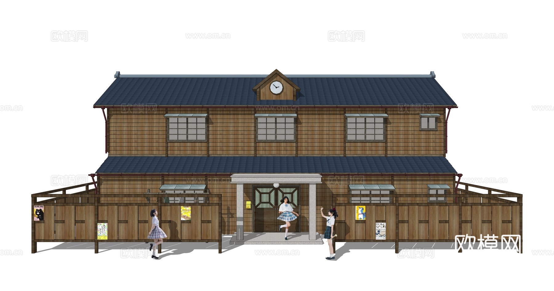日式木屋建筑外观su模型下载