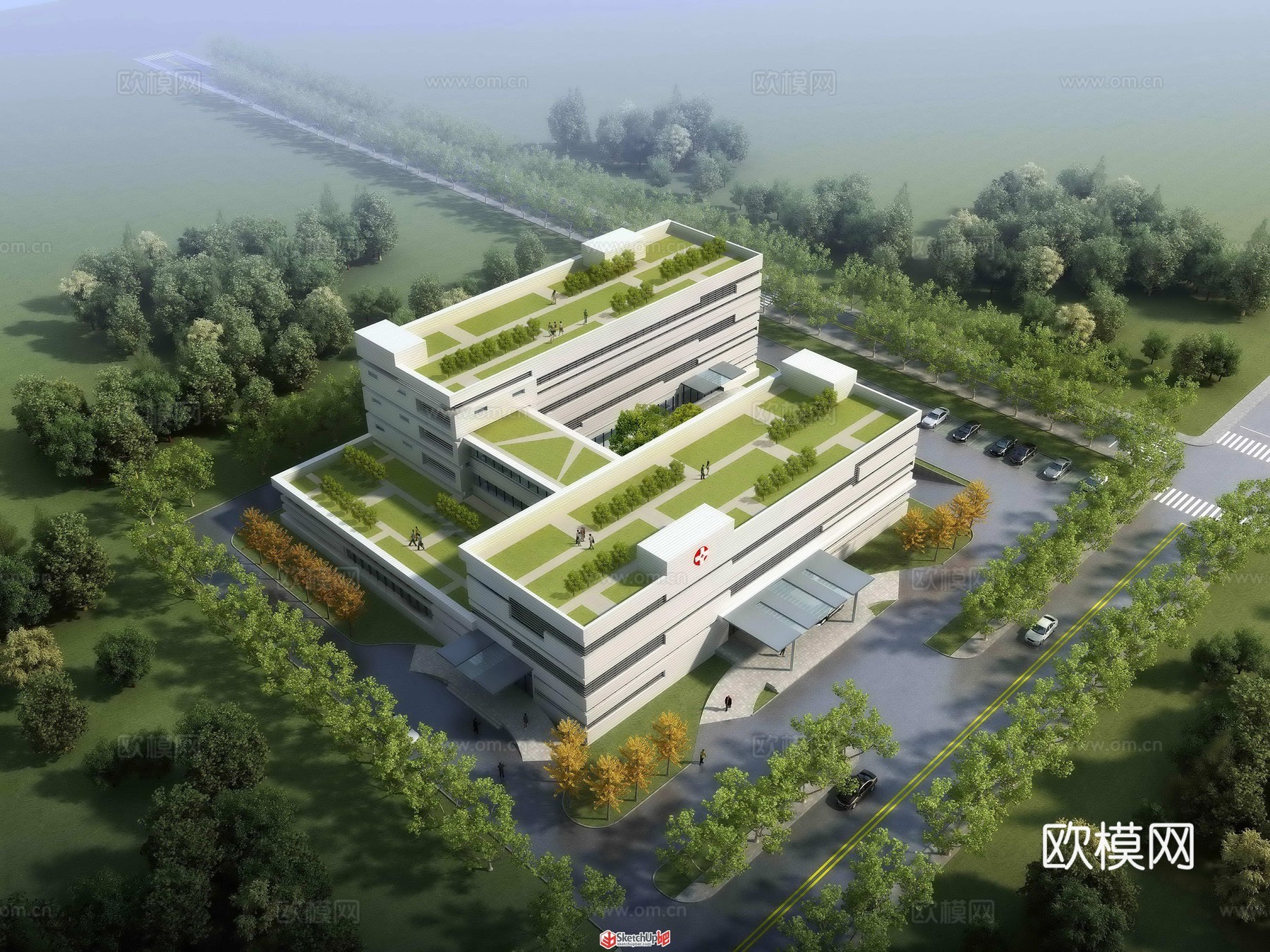现代高层住宅小区外观su模型下载
