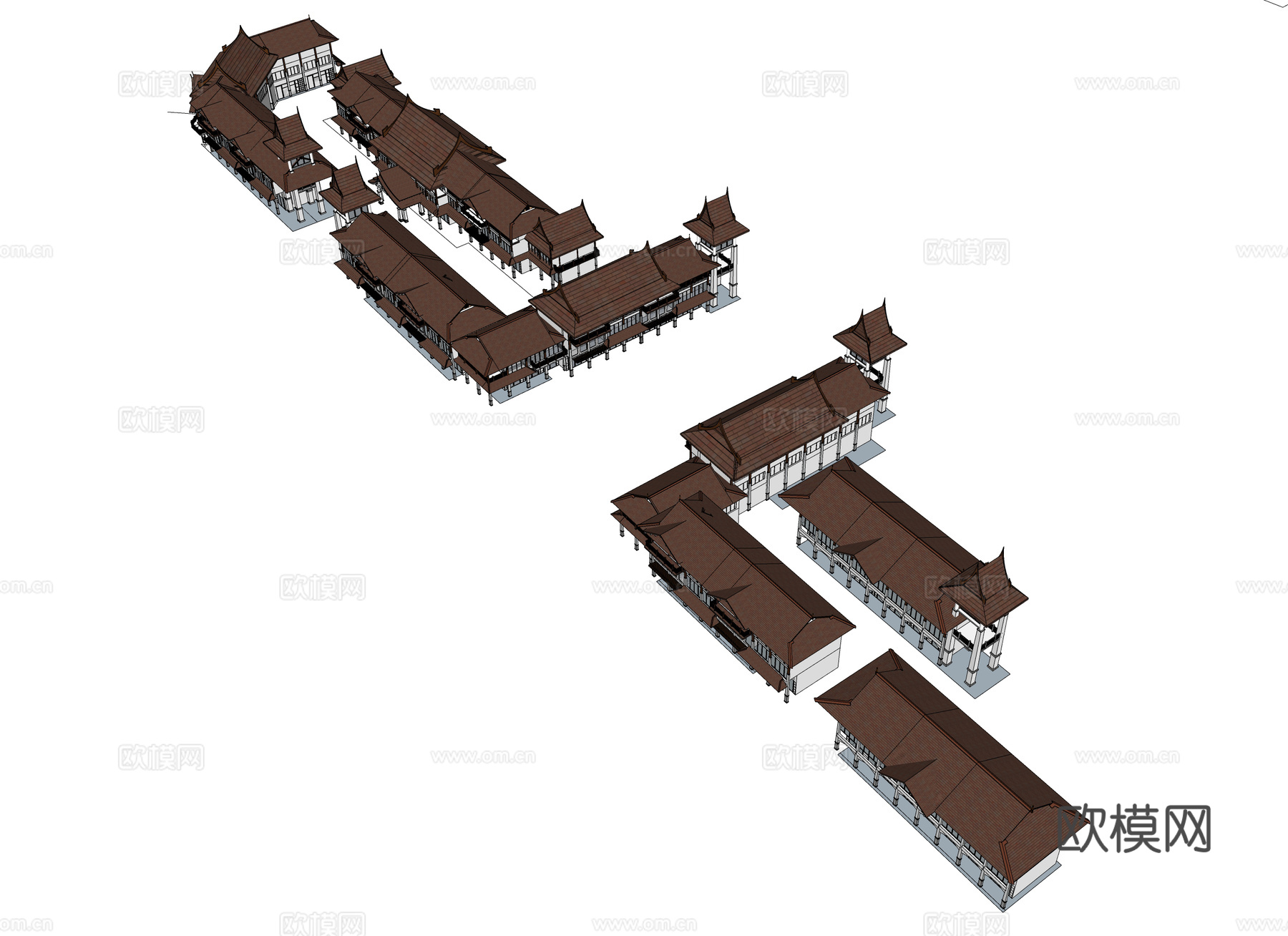 东南亚商业街su模型下载