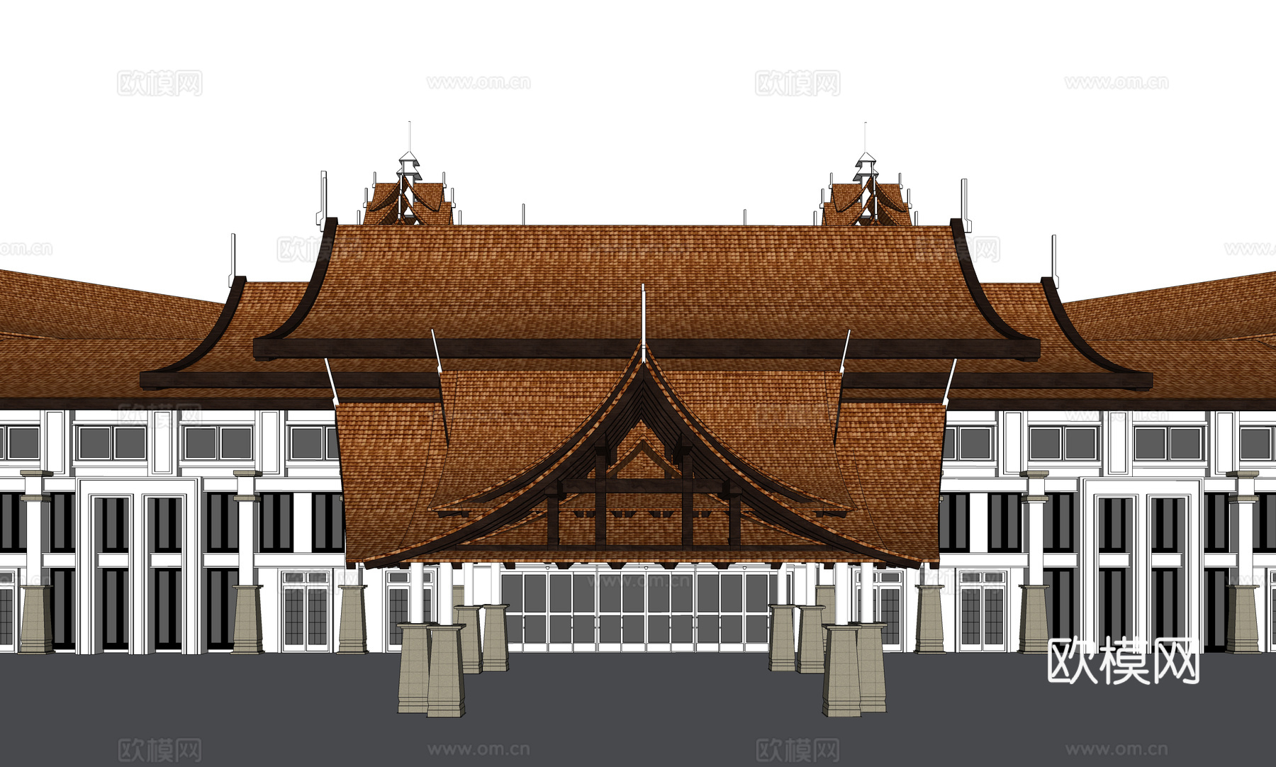 东南亚商业街su模型下载