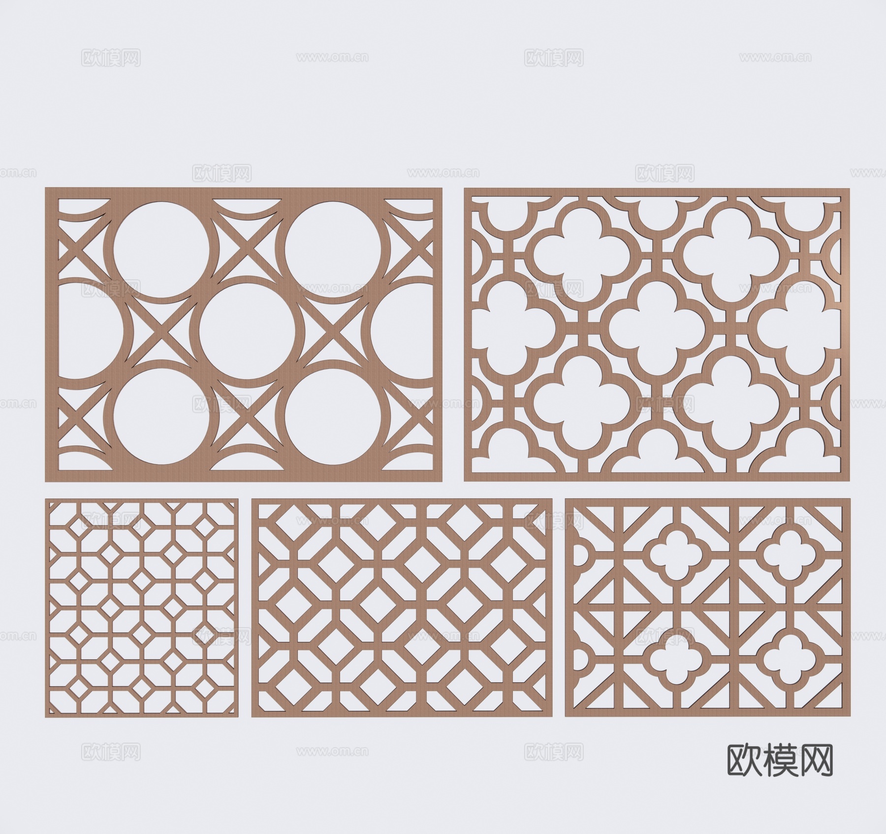 中式镂空花窗su模型下载