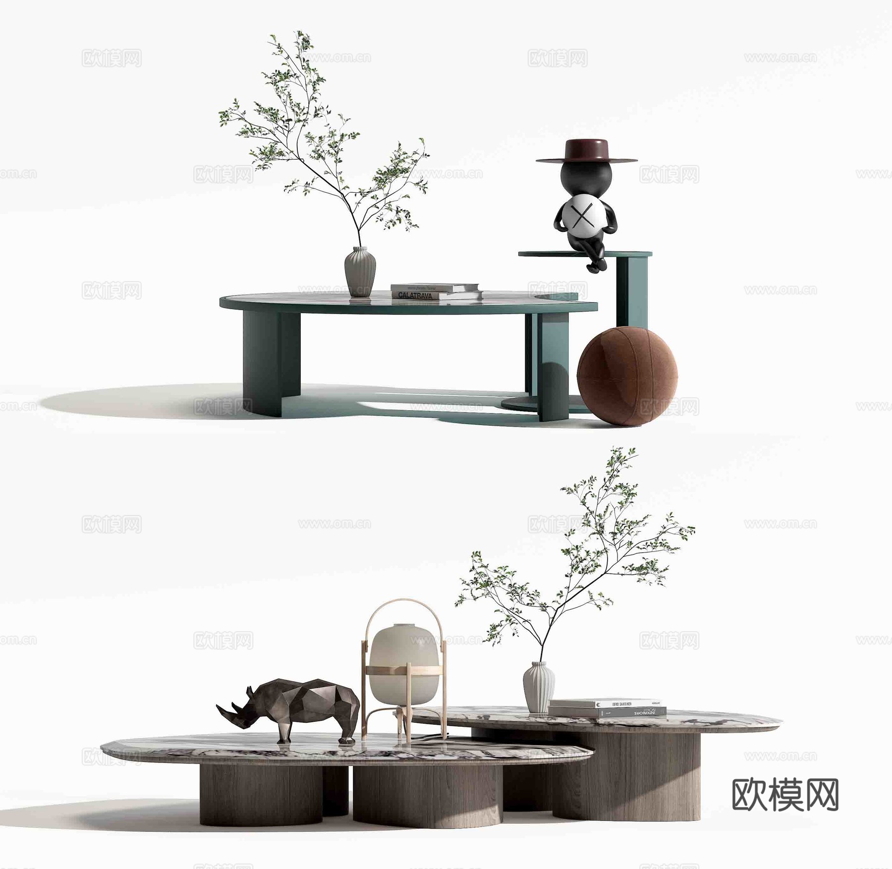 现代子母茶几su模型下载