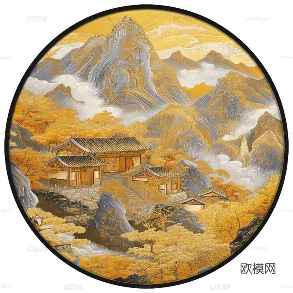 新中式圆形装饰画