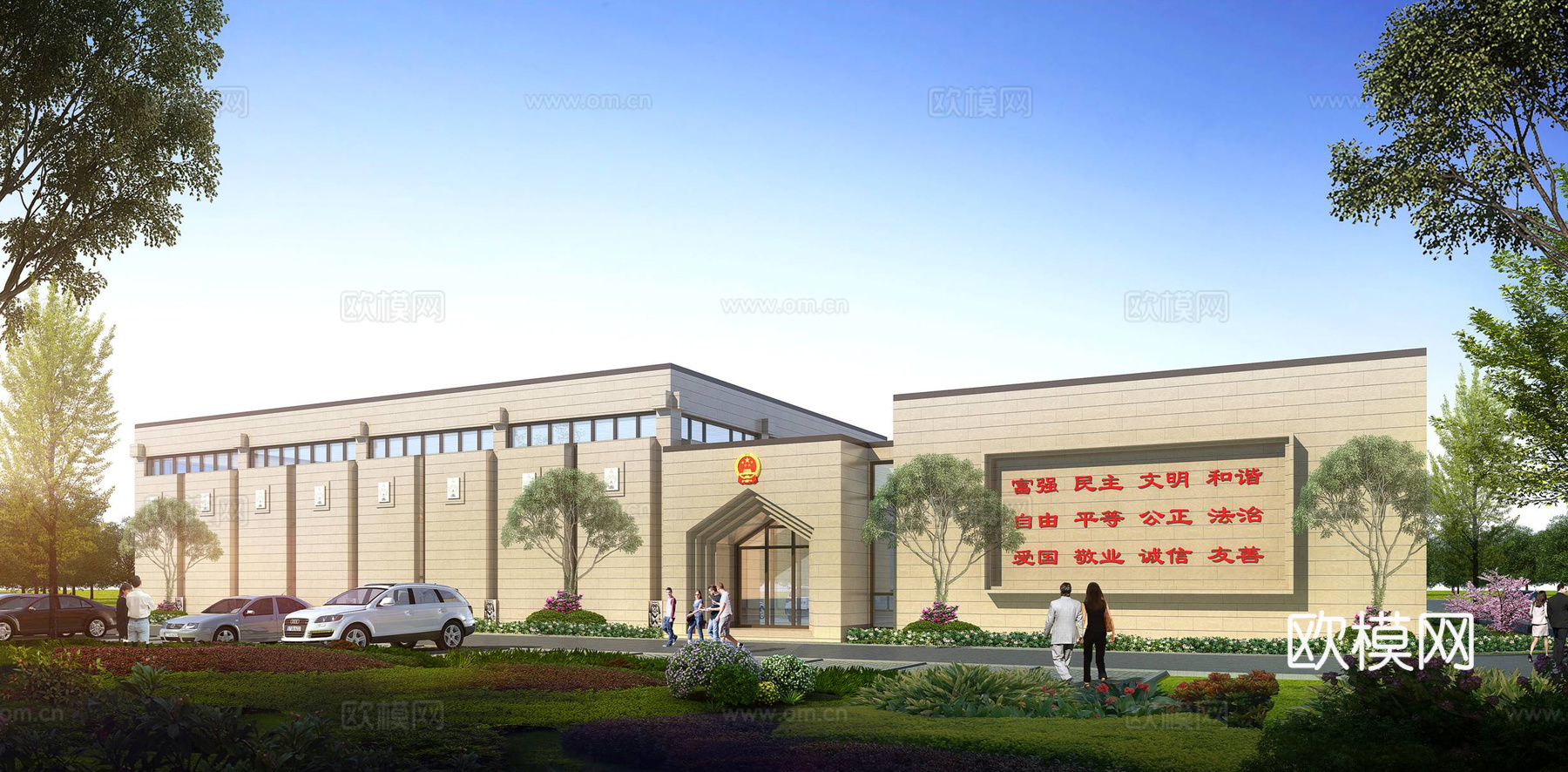 现代政府办公楼建筑外观su模型下载