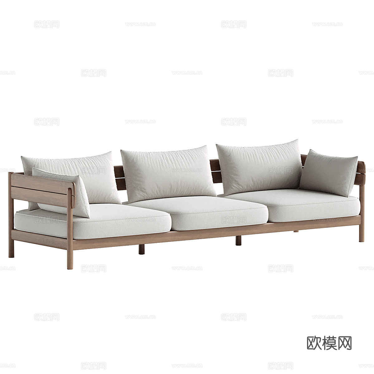 现代意式布艺木质休闲沙发3d模型