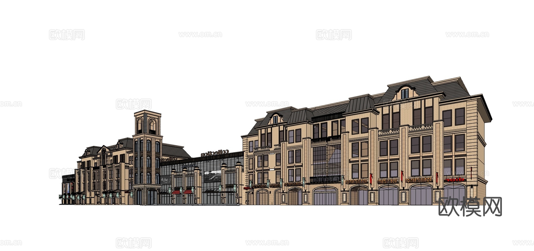 欧式商业建筑外观su模型下载