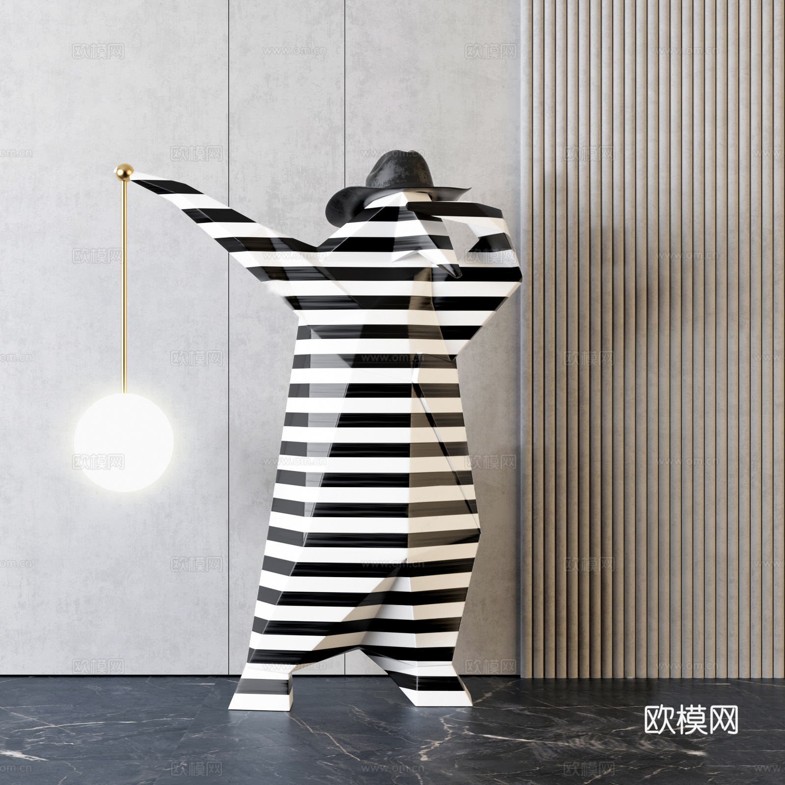 现代抽象雕塑su模型下载