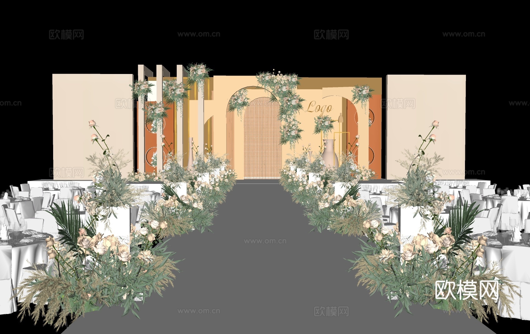 现代婚礼会场su模型下载