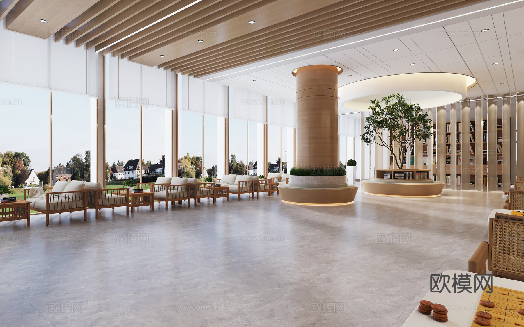 养老院接待大厅 疗养院敬老院 康养中心大厅前台 日间照料中心3d模型下载（渲染图2）