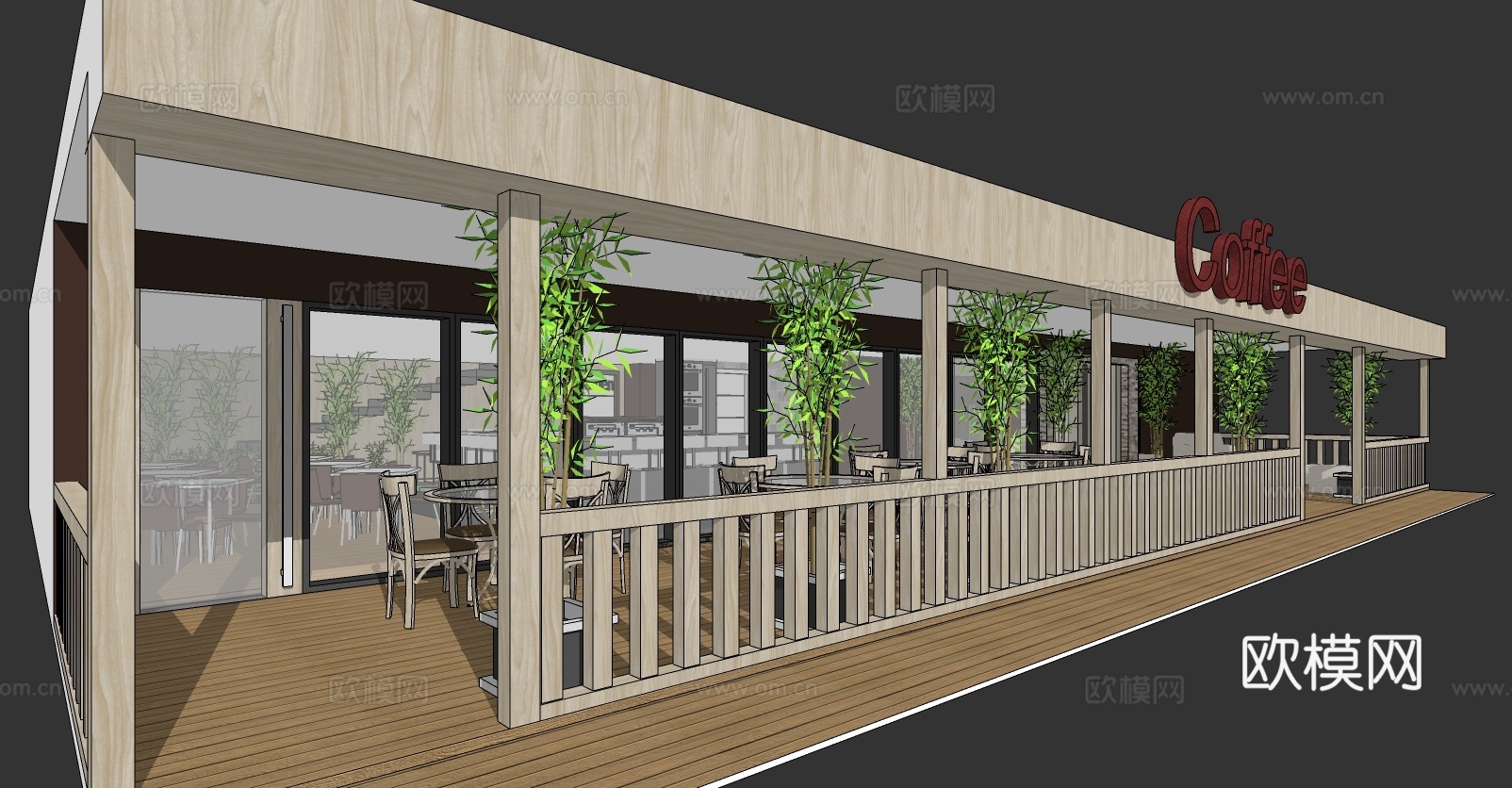 现代餐饮咖啡店su模型下载