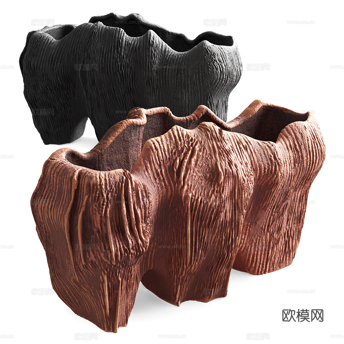 现代意式珊瑚花瓶 陶罐3d模型