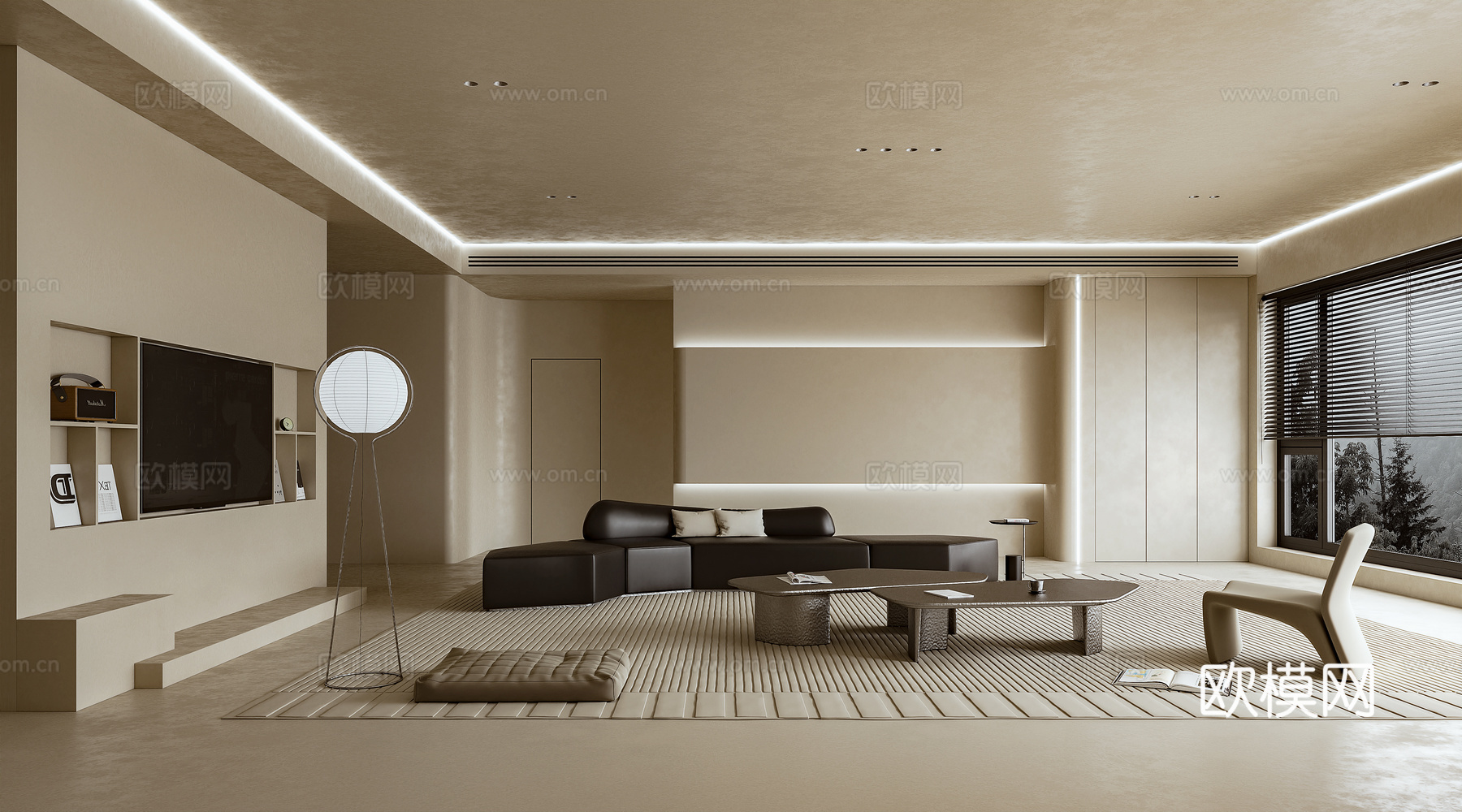 极简客厅 沙发 茶几 休闲椅3d模型