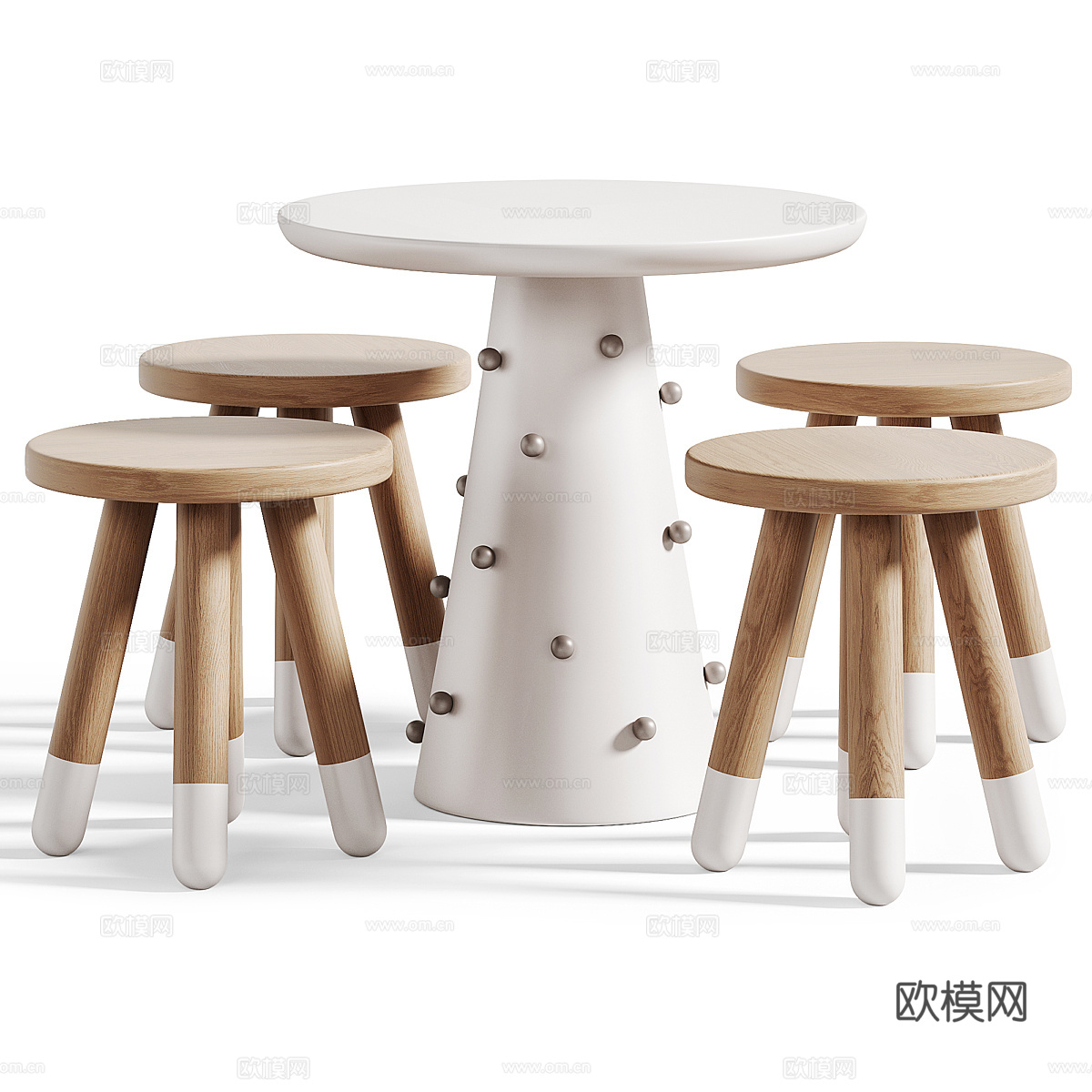 现代北欧奶油风儿童桌椅3d模型