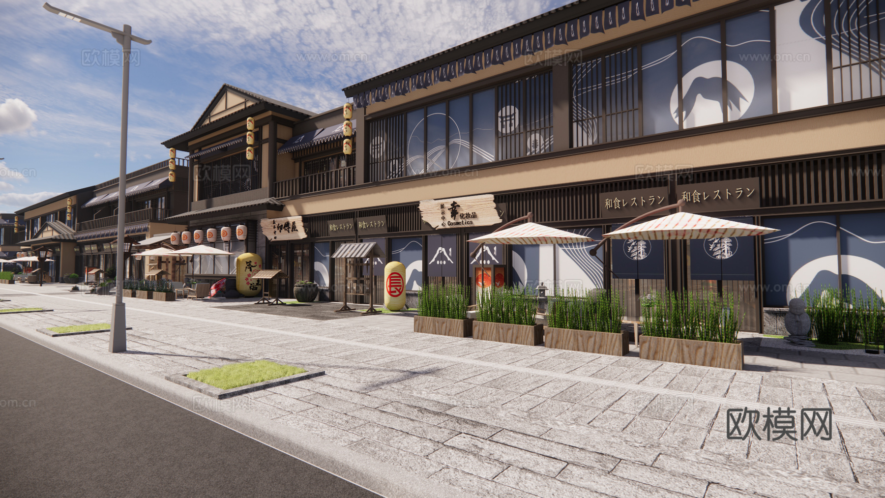 日式商业街su模型下载下载