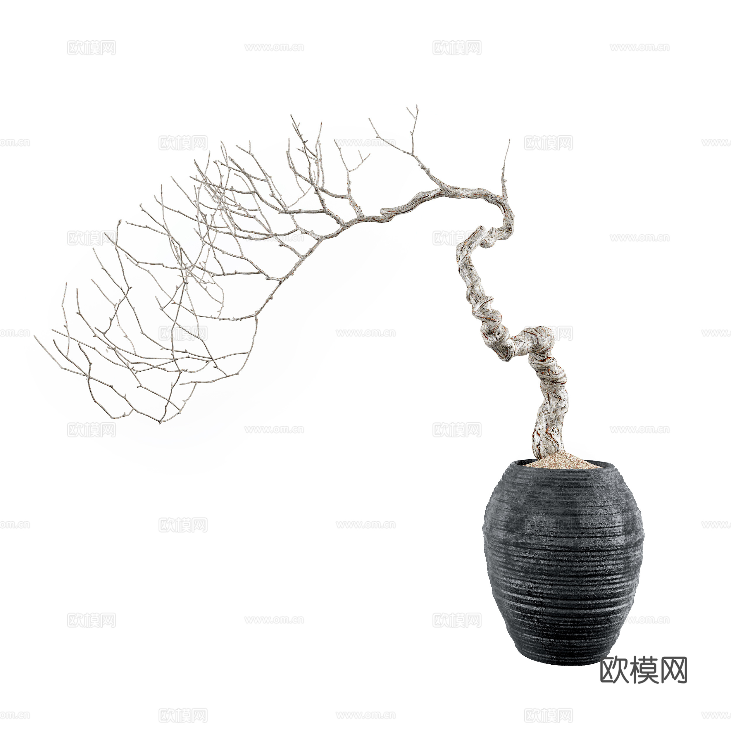 中式干枝花艺插花su模型下载