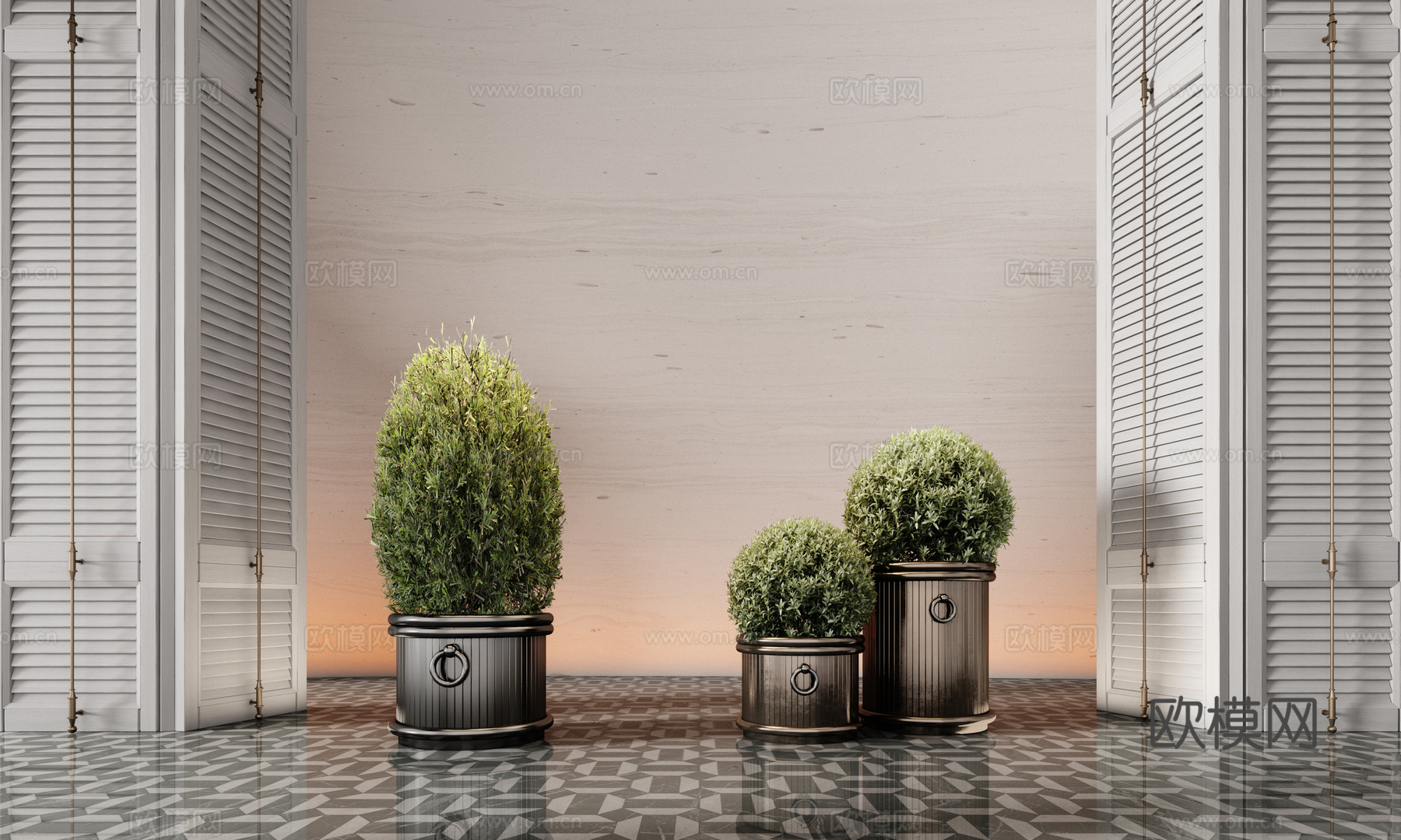 CCD现代酒店苔藓球 盆栽 绿植 盆景 花盆3d模型