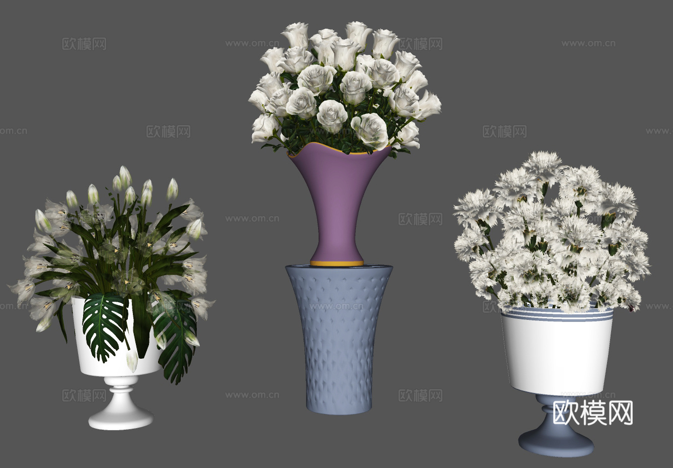 欧式鲜花绿植盆栽su模型下载