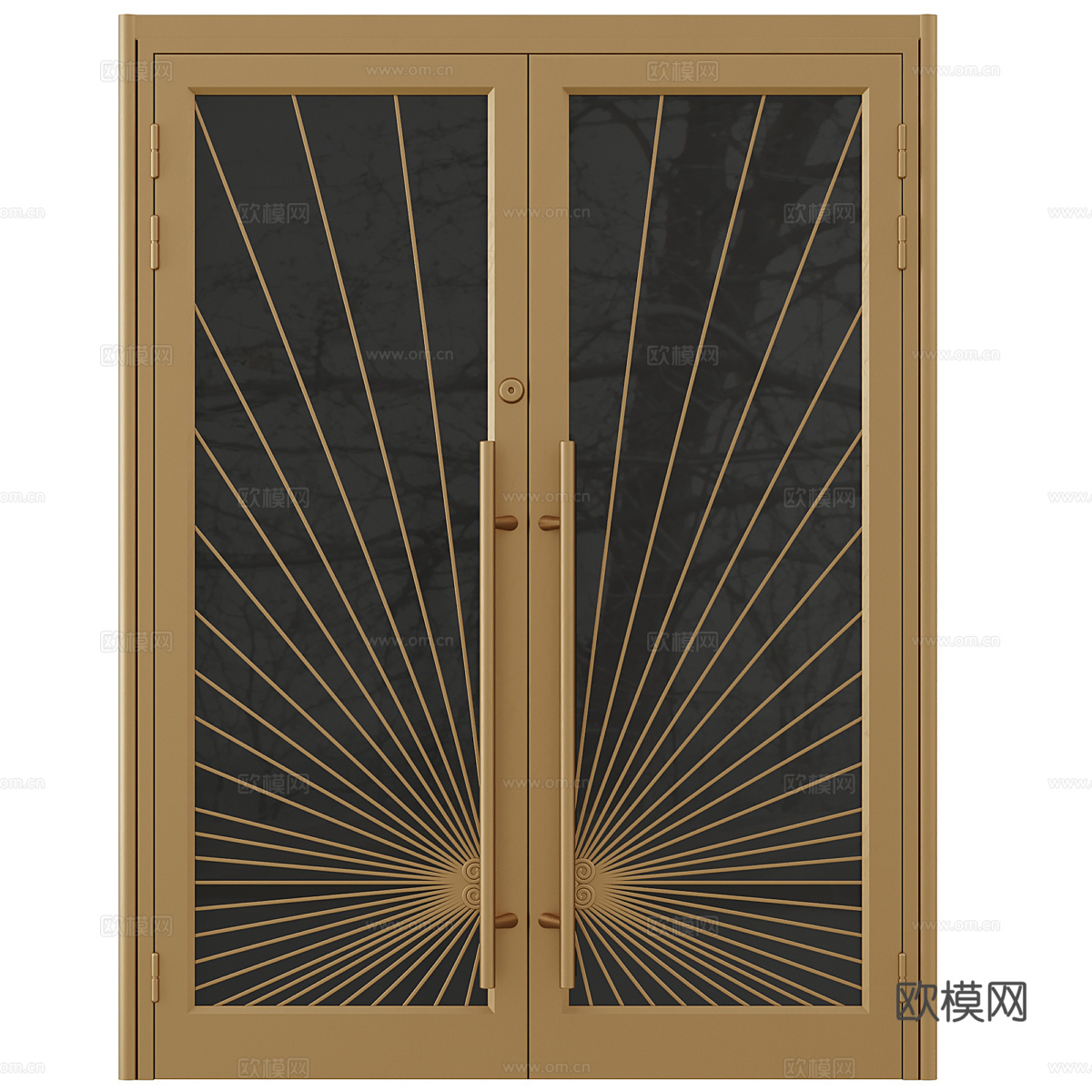 现代意式轻奢金属玻璃双开门3d模型