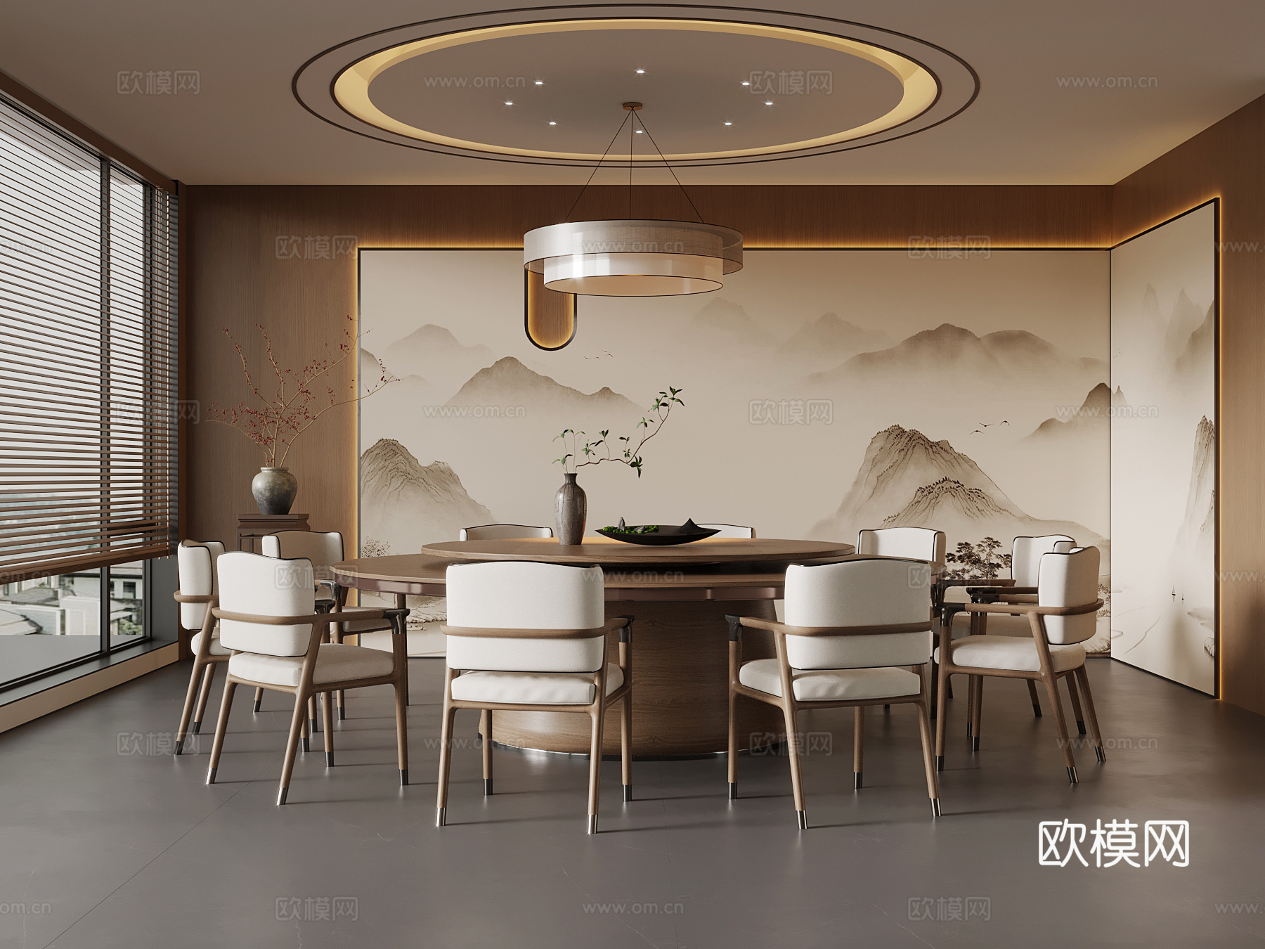 新中式包间 包厢 宋氏包间 餐桌椅3d模型