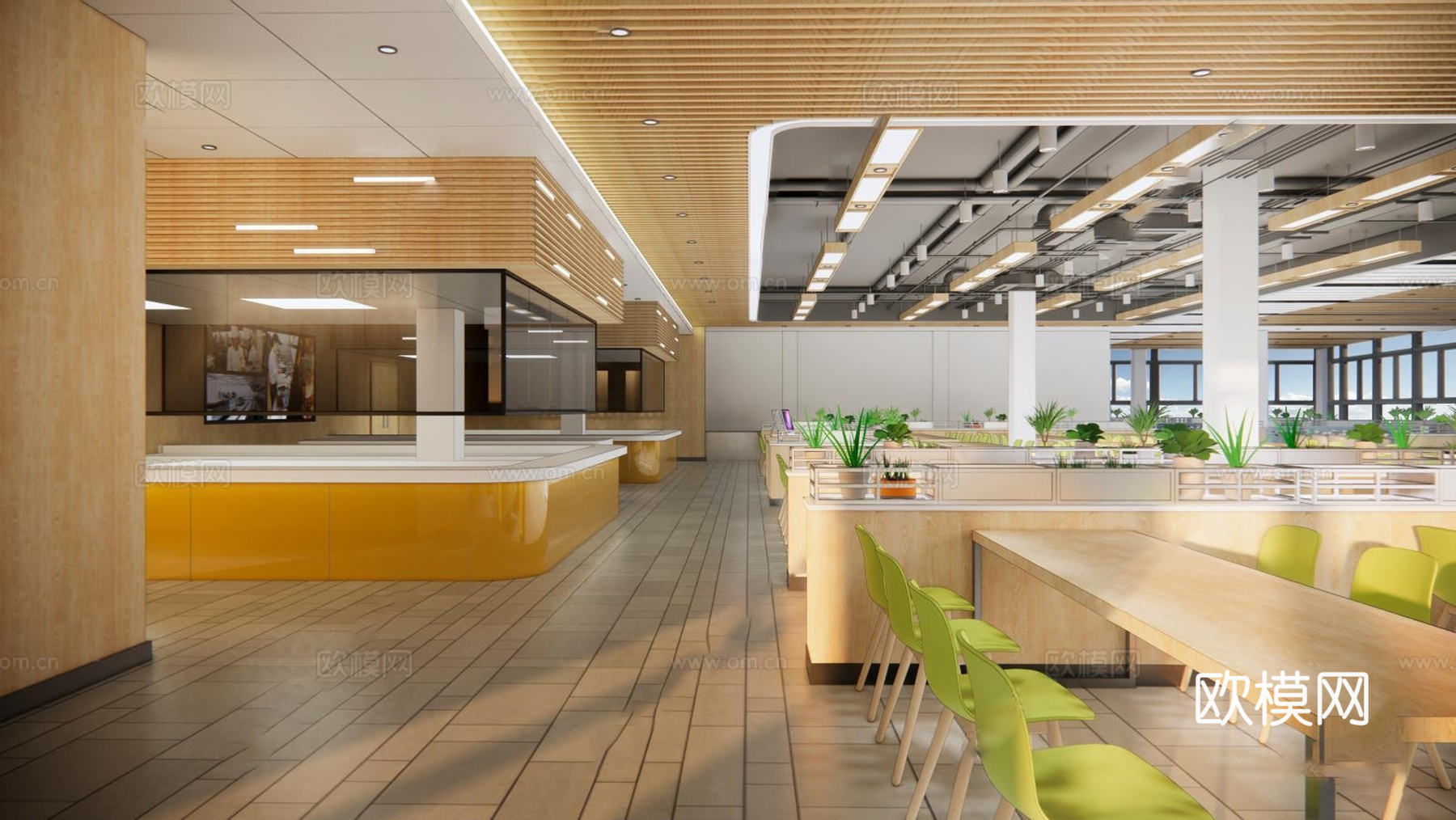 现代自助餐厅su模型下载