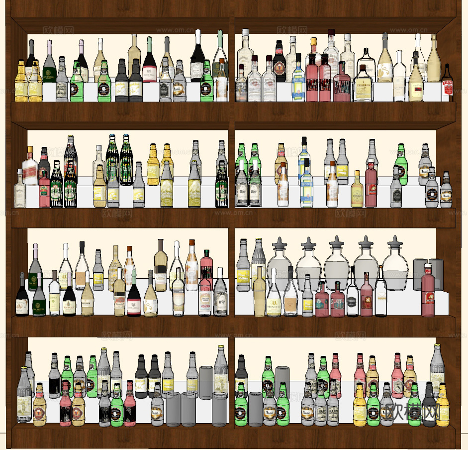 现代酒水饮料su模型下载