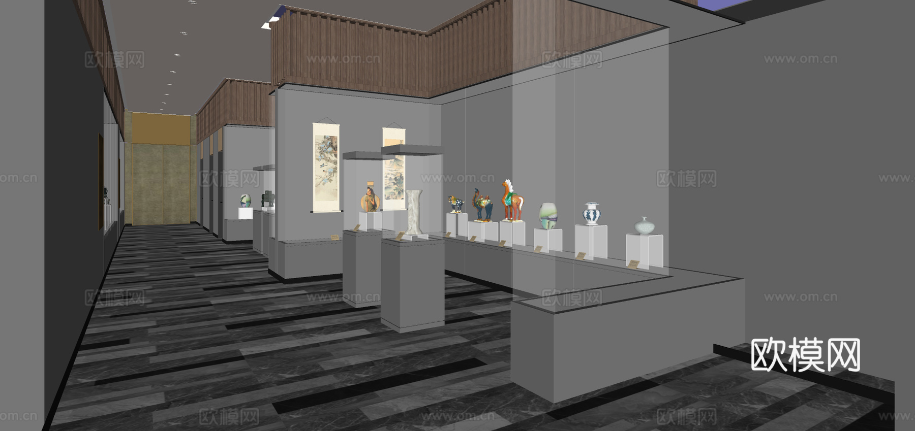 现代博物馆展览馆su模型下载