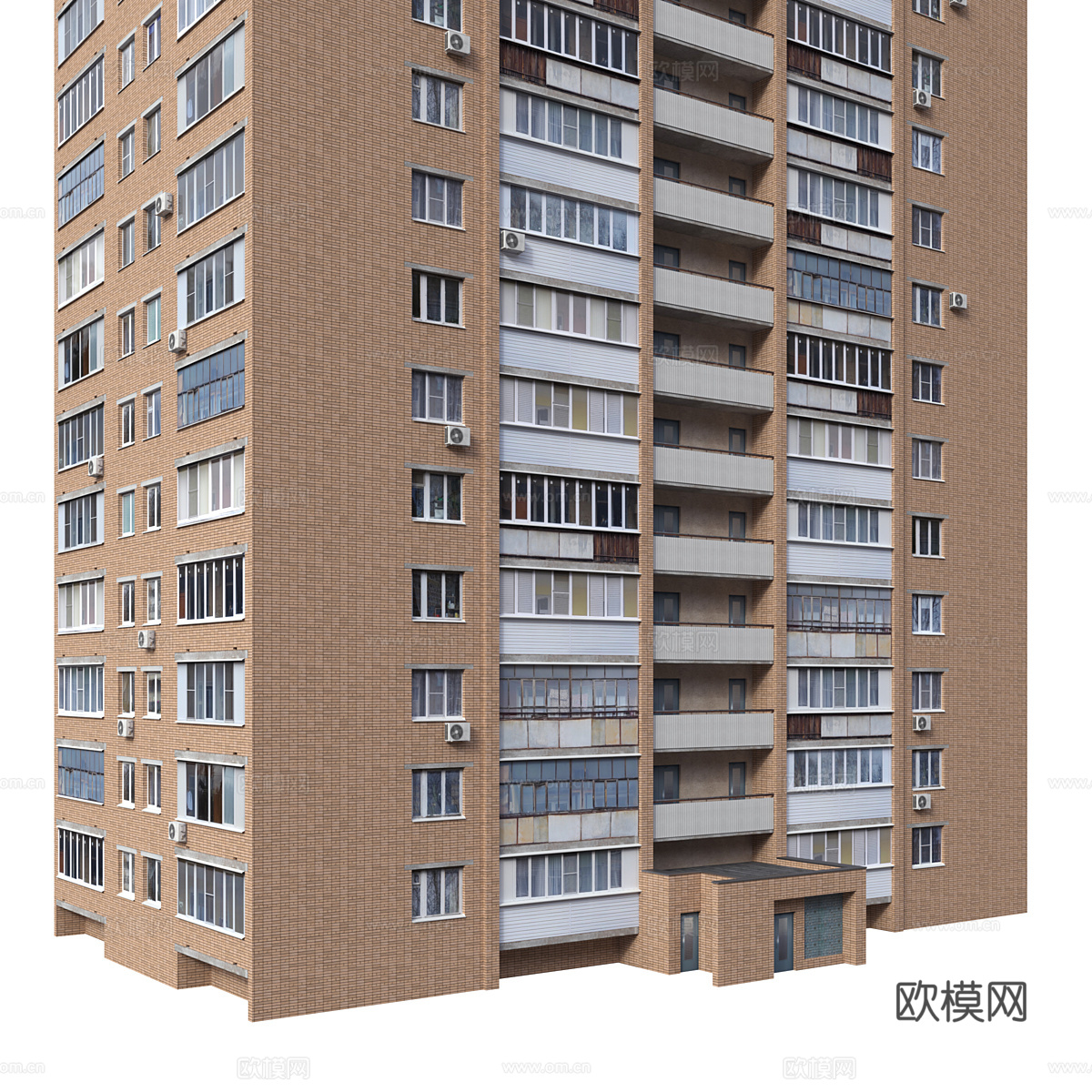 现代高层住宅建筑外观3d模型