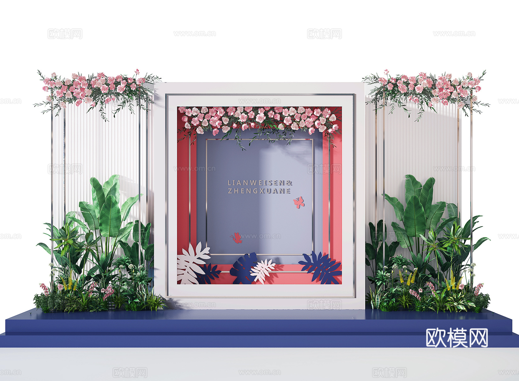 现代绿植花艺美陈su模型下载