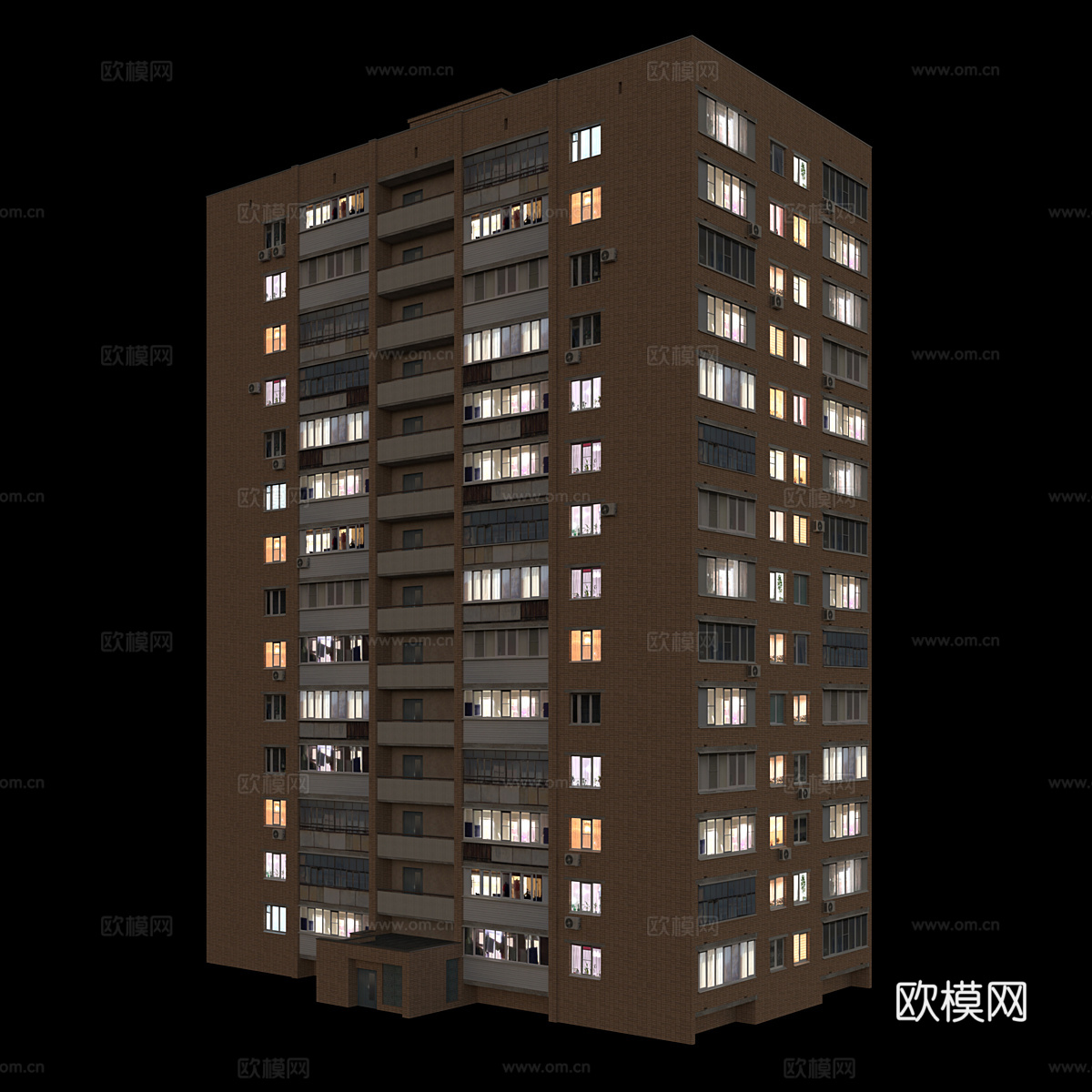 现代高层住宅建筑外观3d模型