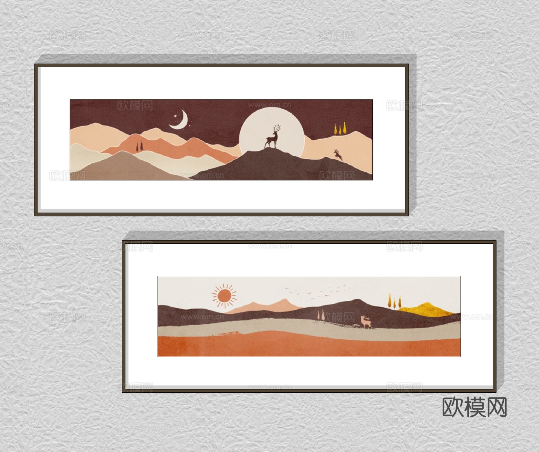 现代装饰画挂画su模型下载