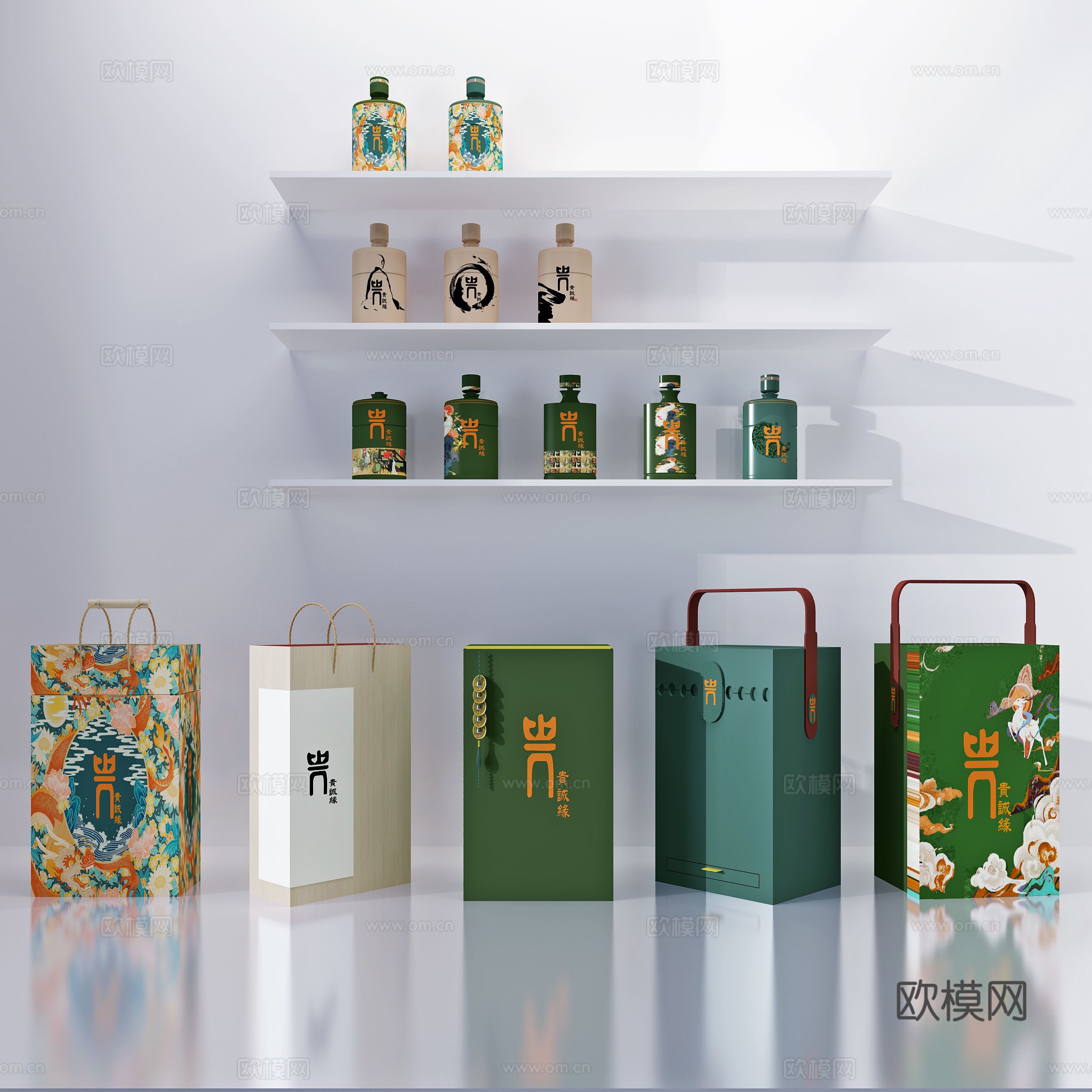 新中式包装盒礼品盒美陈su模型下载