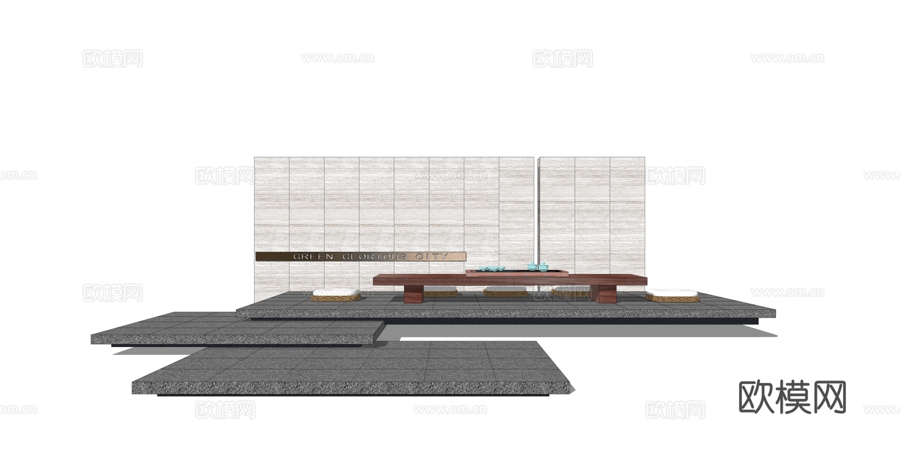 现代室外茶桌椅su模型下载