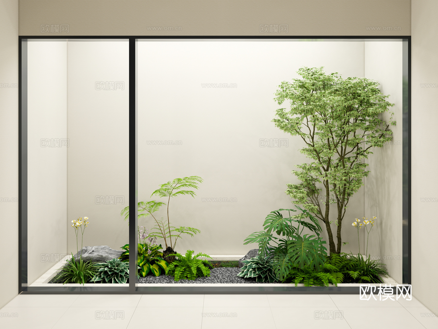 室内景观  天井绿植 室内绿植 植物搭配su模型