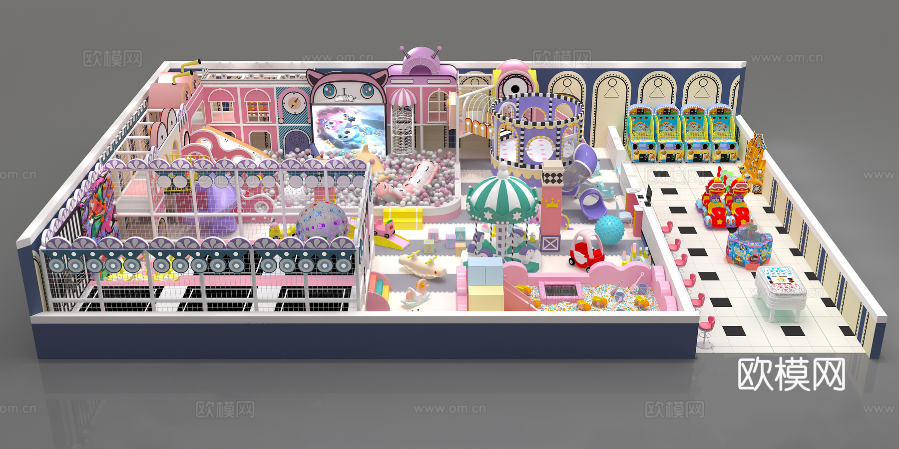 儿童乐园淘气堡3d模型下载（渲染图2）