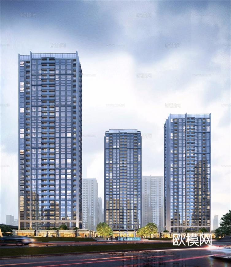 现代高层住宅小区su模型