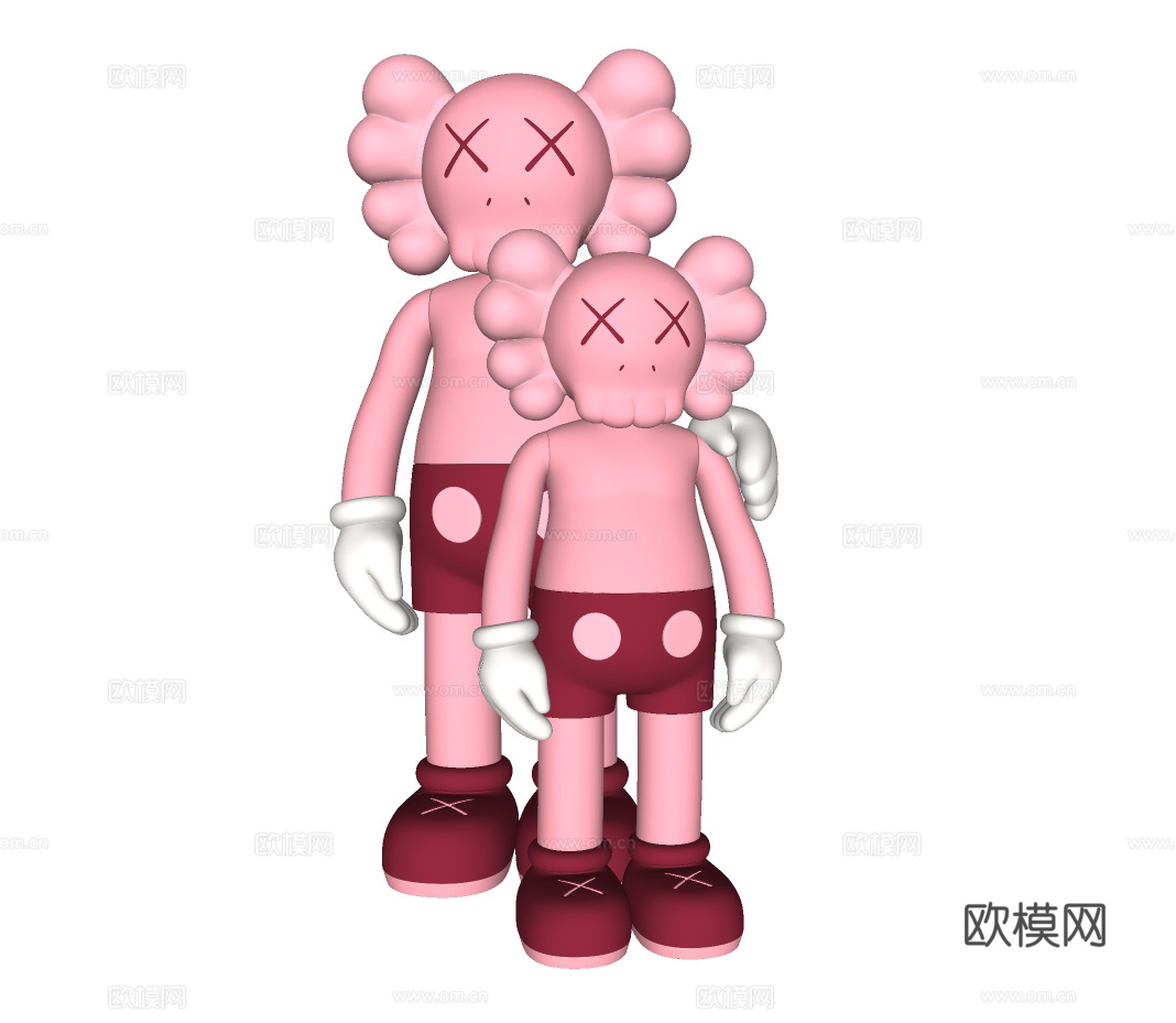 现代公仔雕塑摆件su模型下载