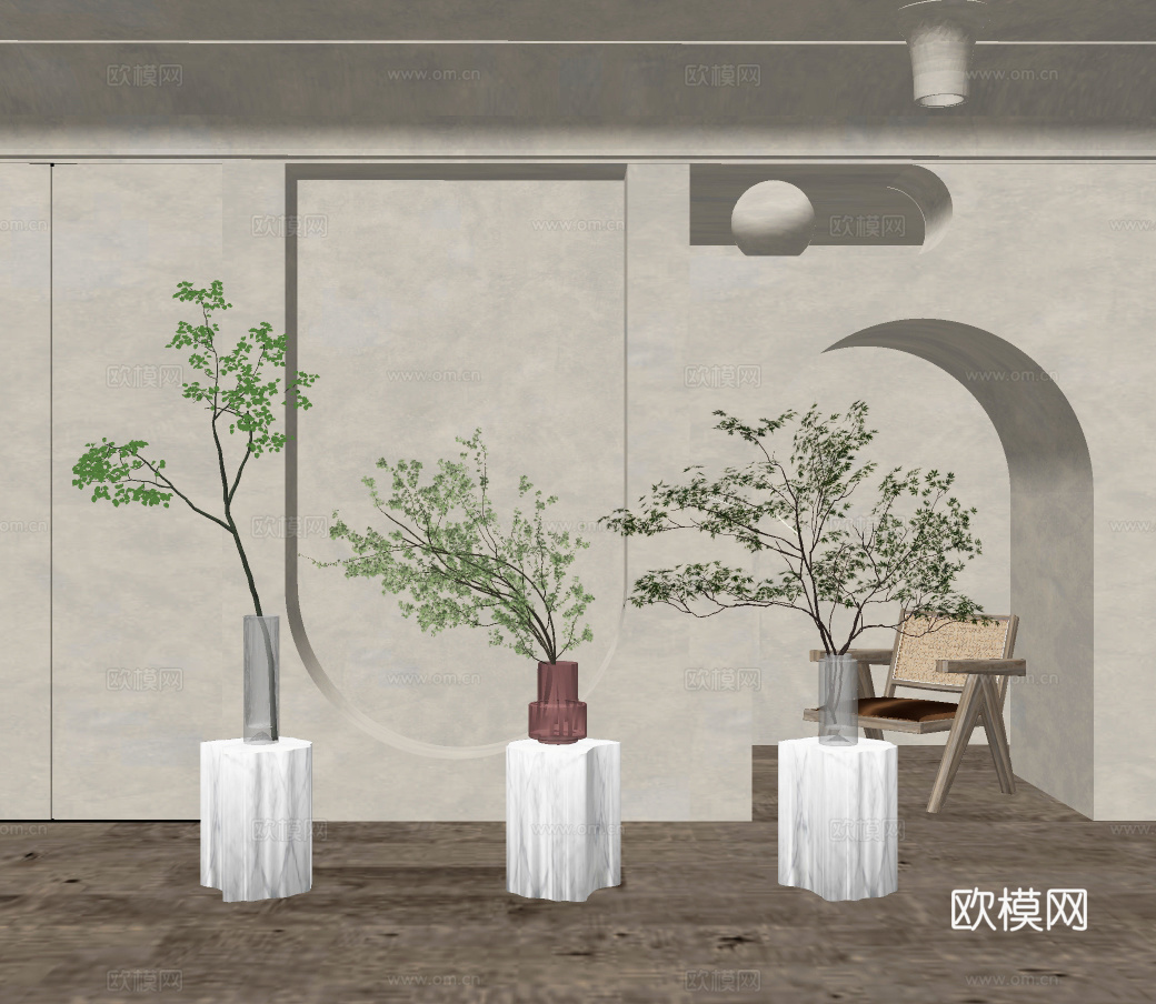 现代花瓶插花花艺su模型下载