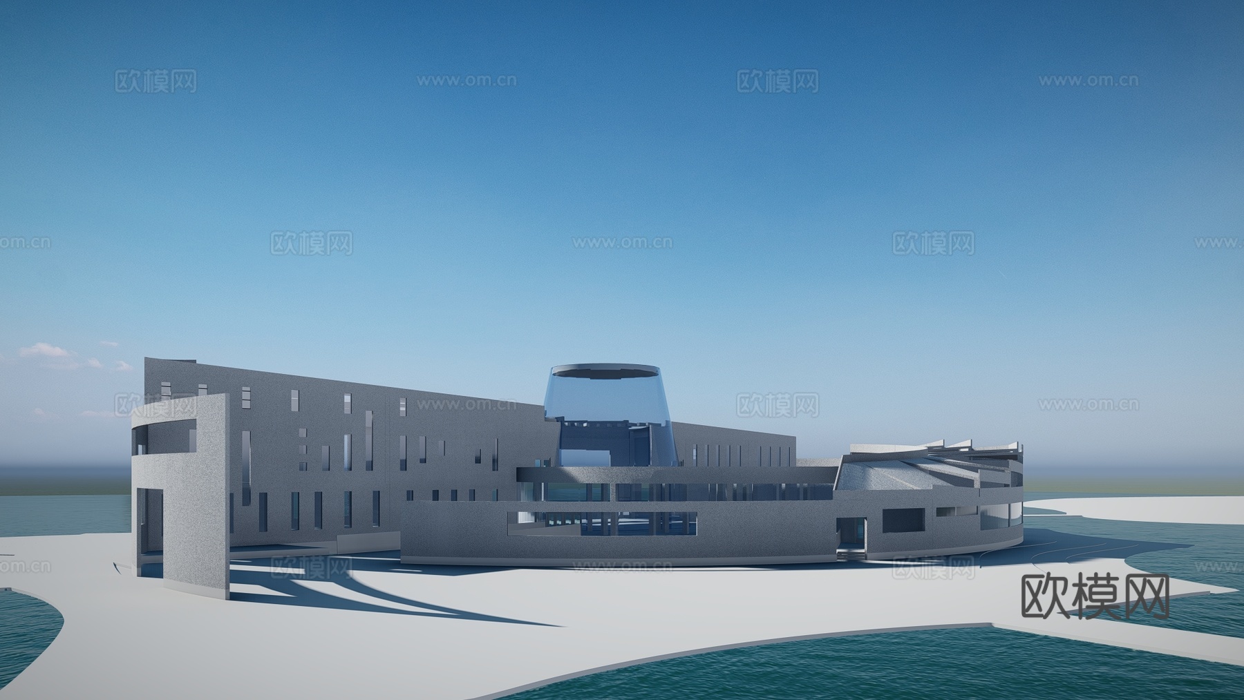 现代博物馆建筑外观su模型下载