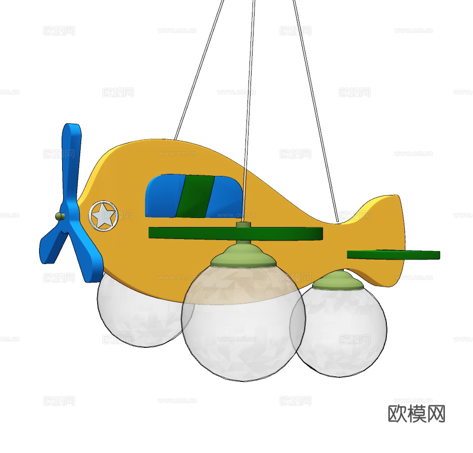 北欧飞机儿童吊灯su模型下载