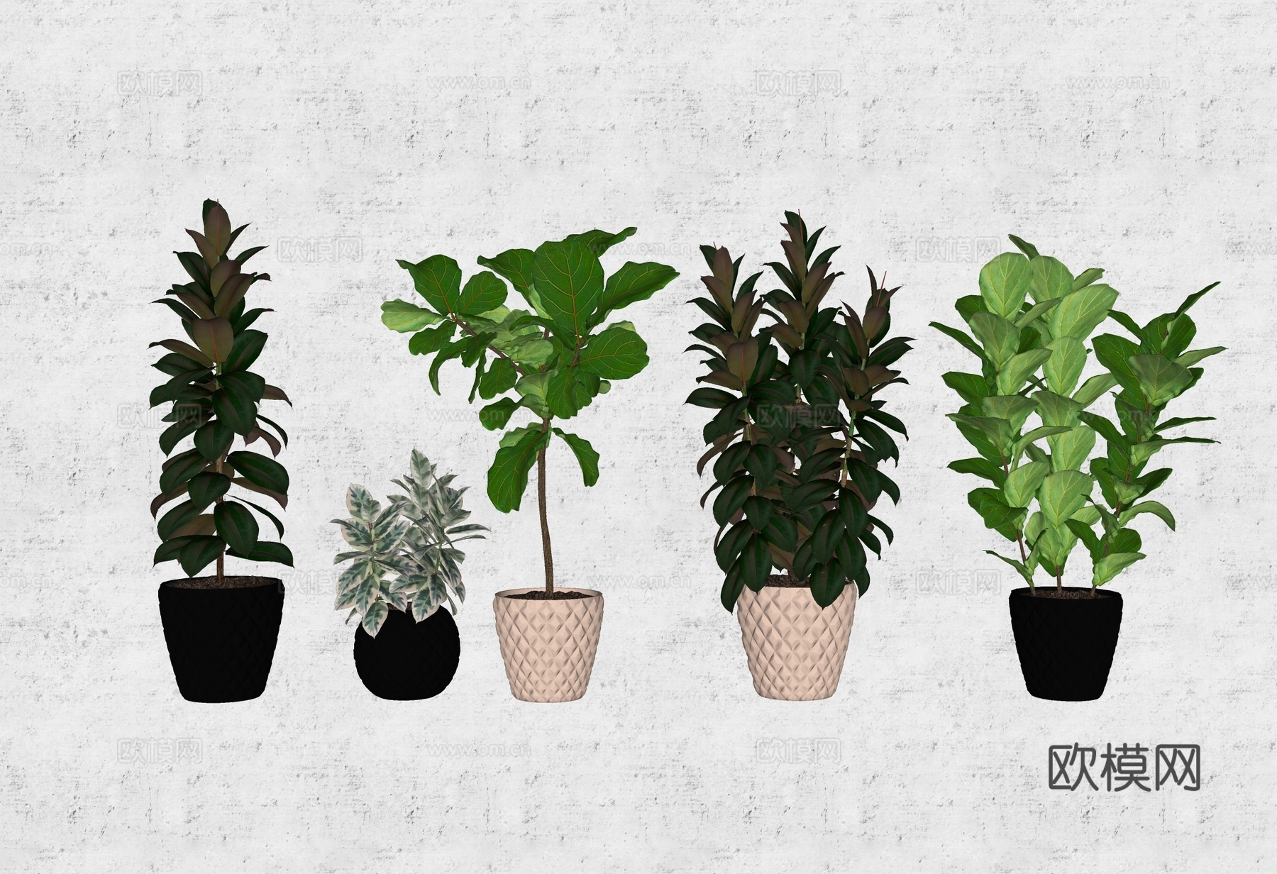 现代绿植盆栽su模型下载
