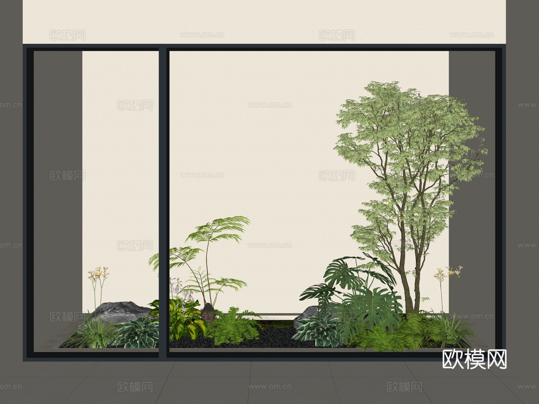 室内景观  天井绿植 室内绿植 植物搭配su模型