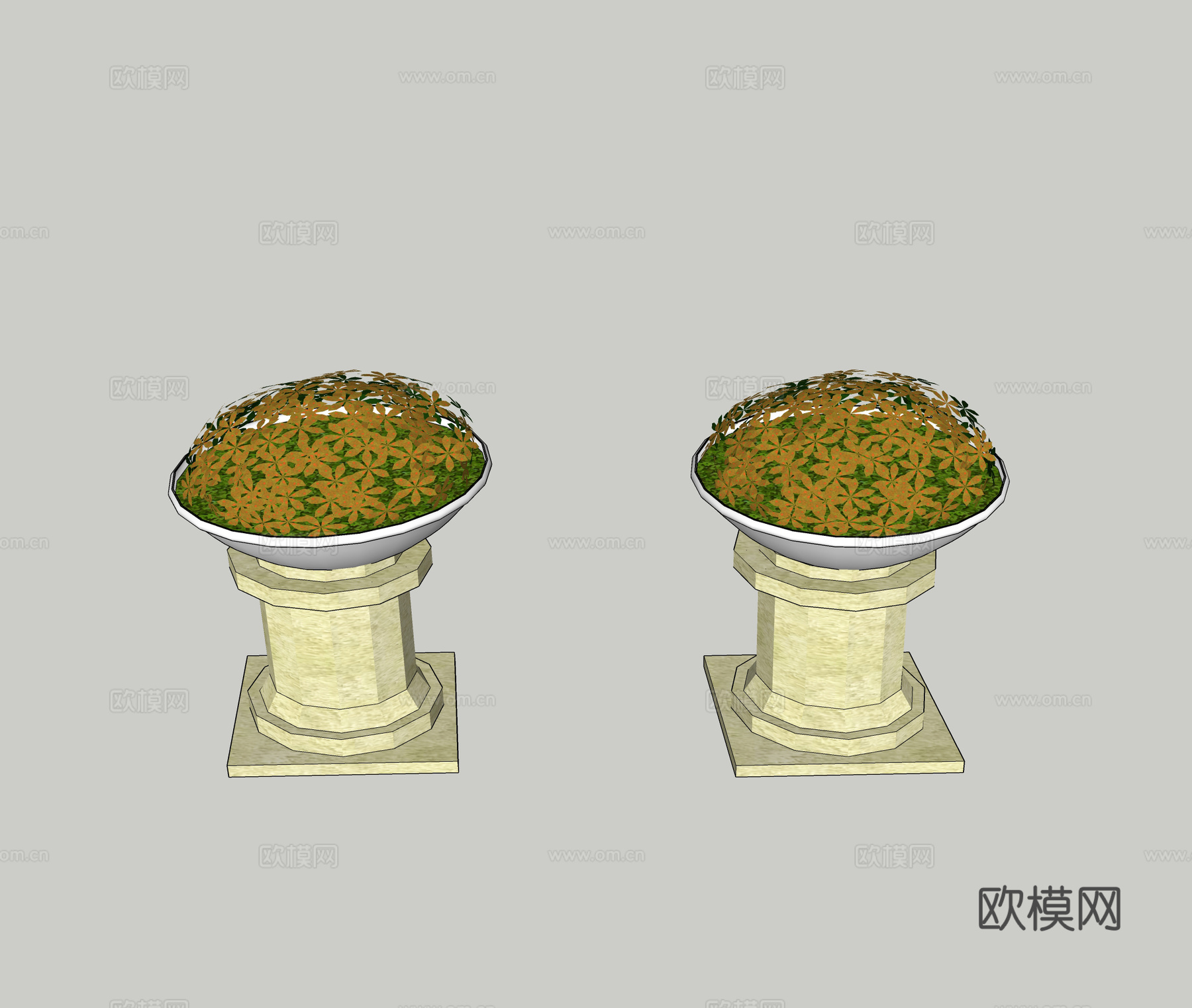 欧式花坛花钵su模型下载