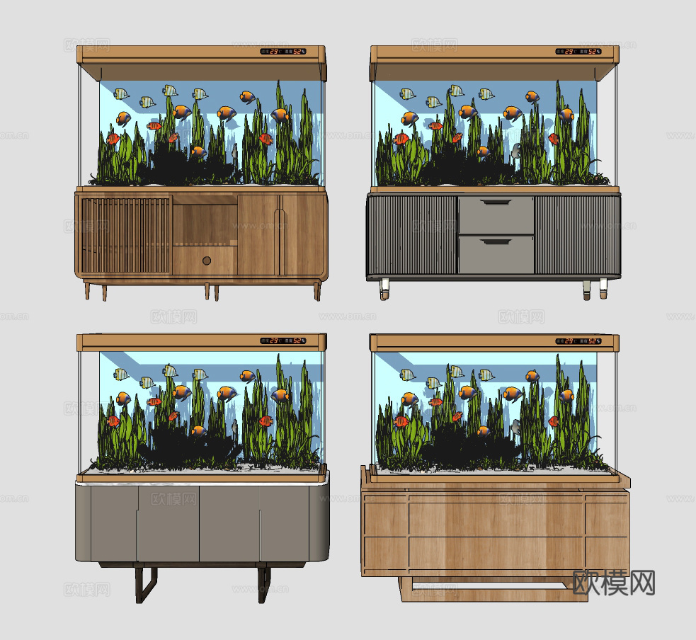 现代水族玻璃鱼缸su模型下载