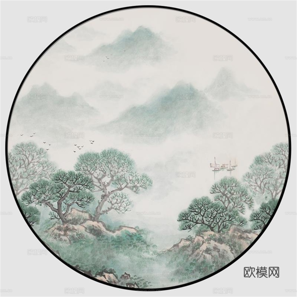新中式圆形装饰画
