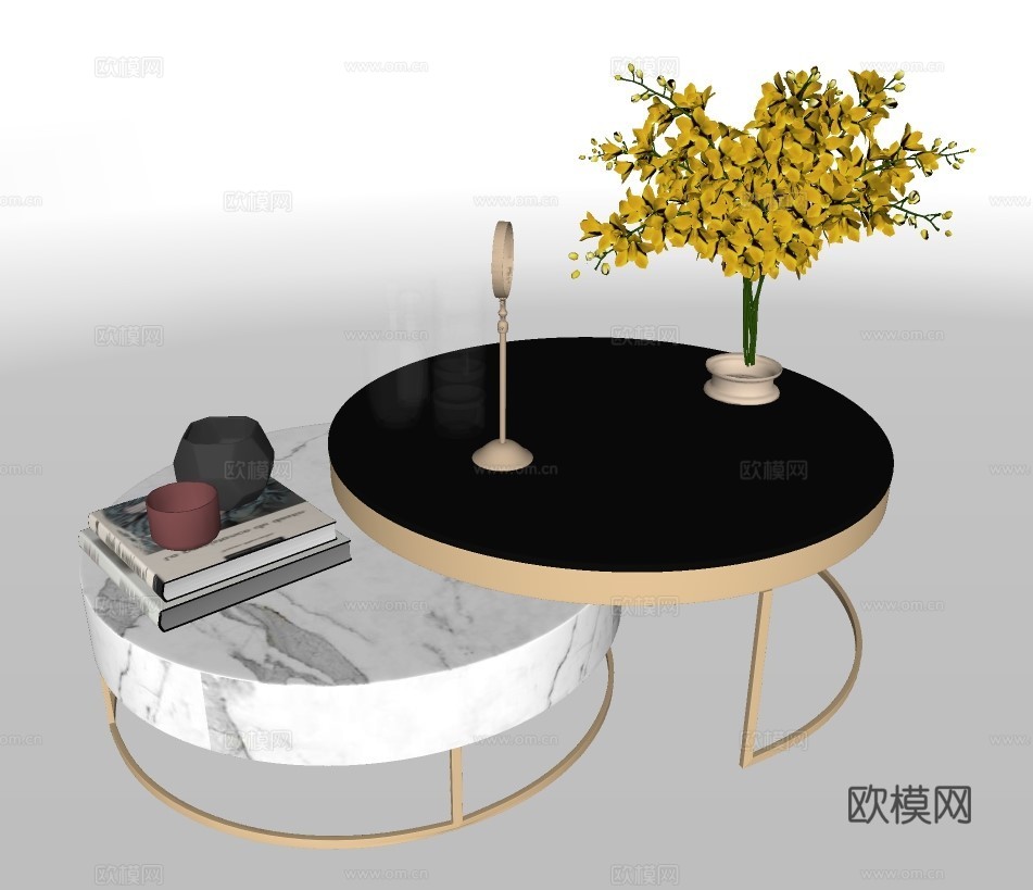 现代轻奢茶几su模型下载