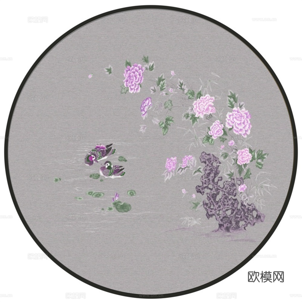 新中式圆形装饰画