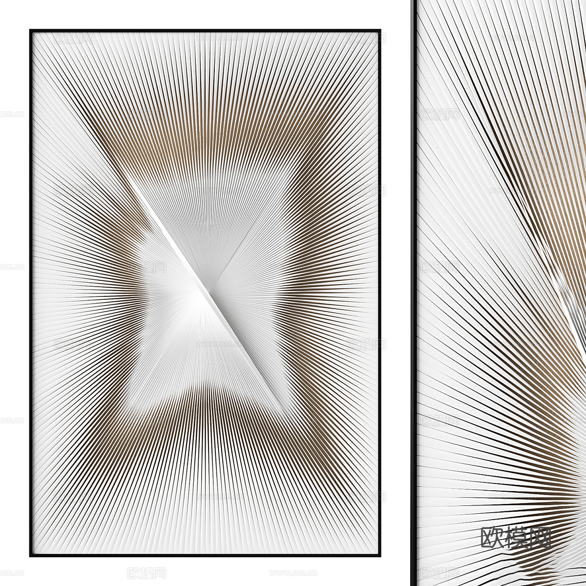 现代极简放射状装饰挂画3d模型