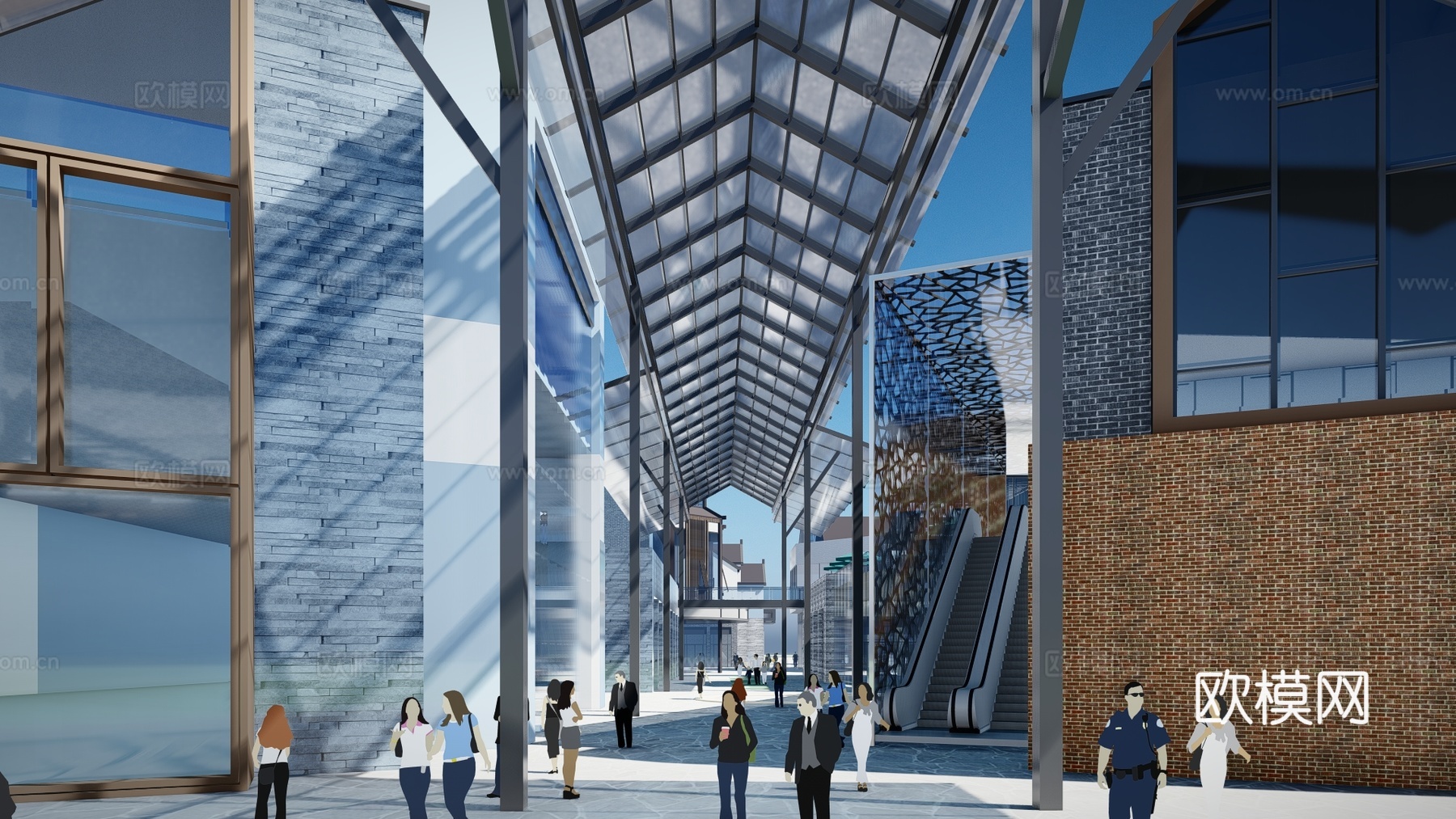 新中式商业街su模型下载下载（渲染图3）