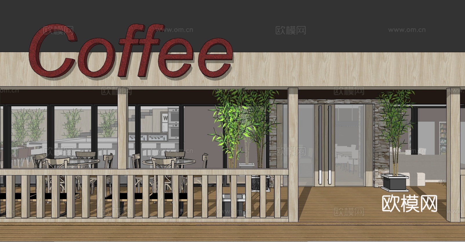 现代餐饮咖啡店su模型下载
